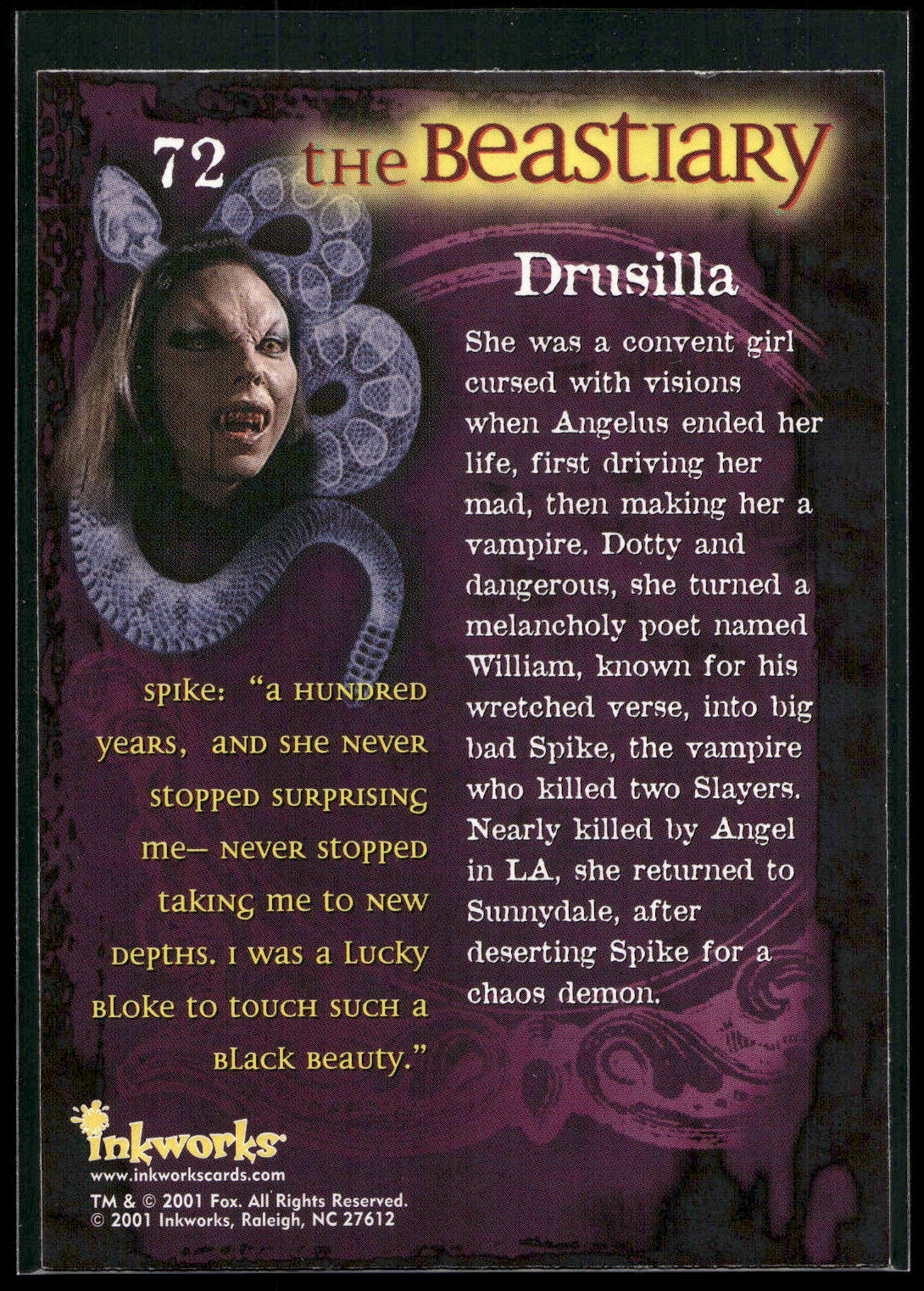 2001 Inkworks Buffy the Vampire Slayer Season 5 #72 Drusilla