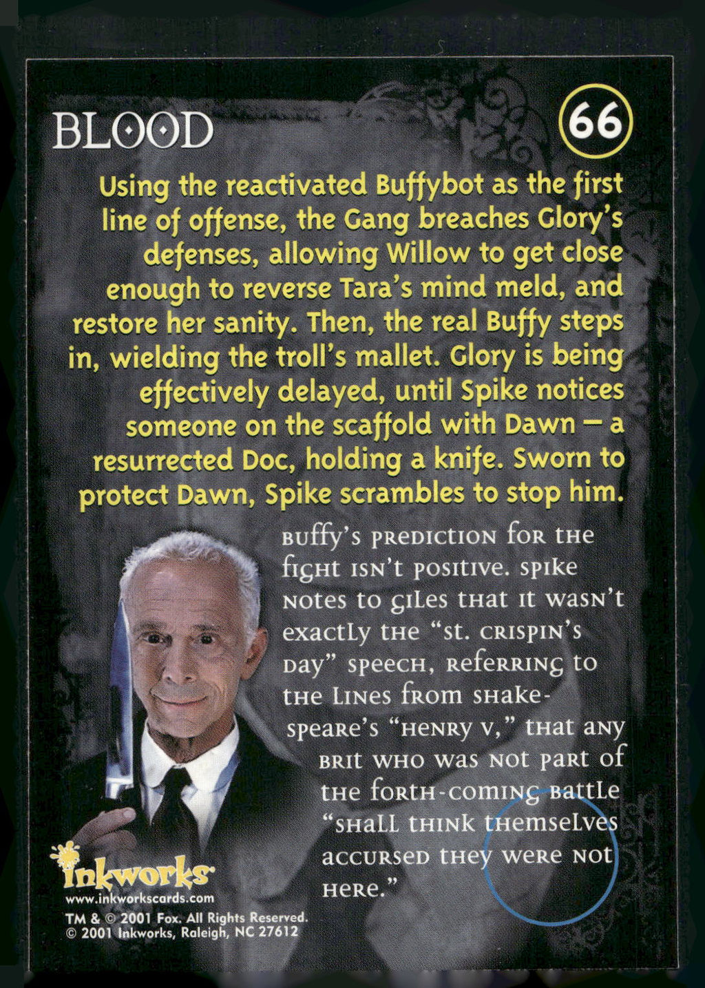 2001 Inkworks Buffy the Vampire Slayer Season 5 #66 Blood