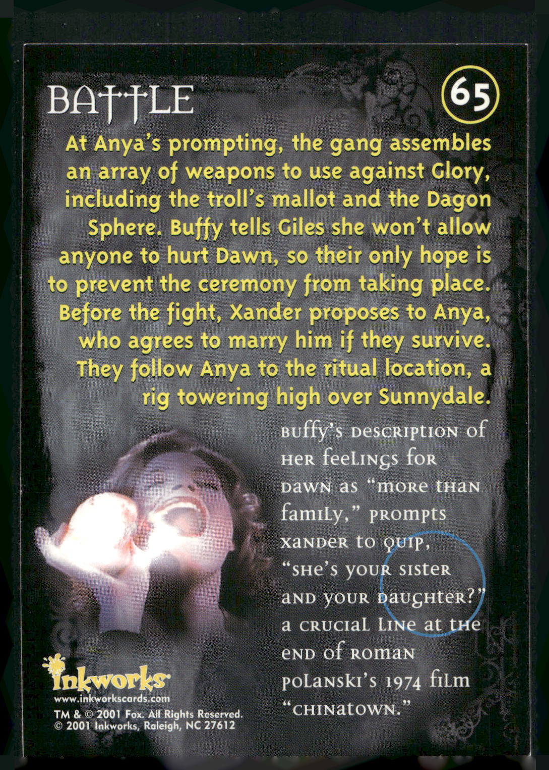 2001 Inkworks Buffy the Vampire Slayer Season 5 #65 Battle