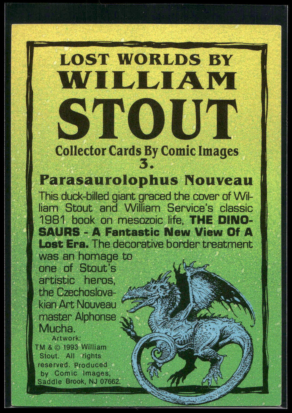 1993 Comic Images William Stout Series 1 #3 Parasaurolophus Nouveau
