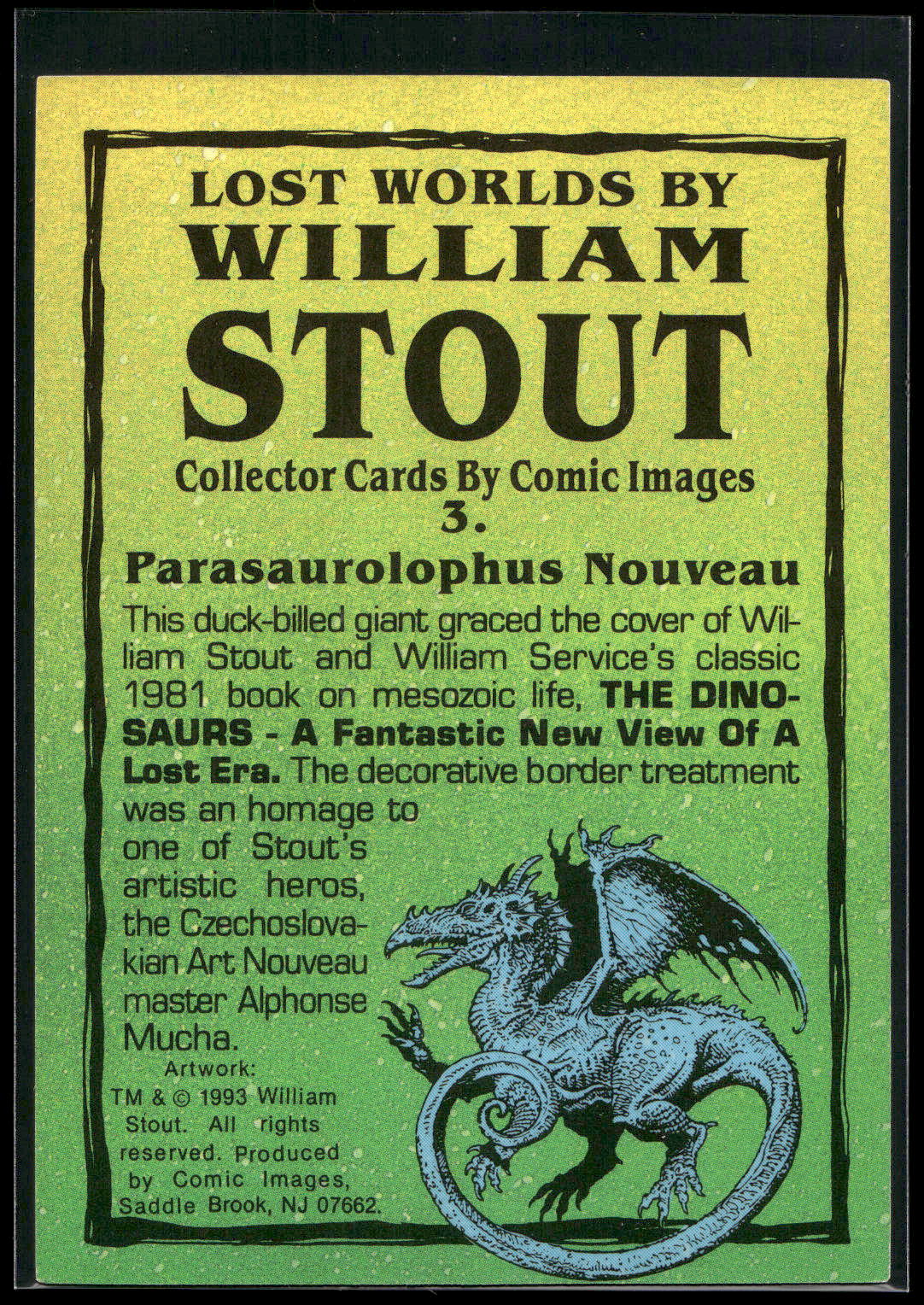1993 Comic Images William Stout Series 1 #3 Parasaurolophus Nouveau