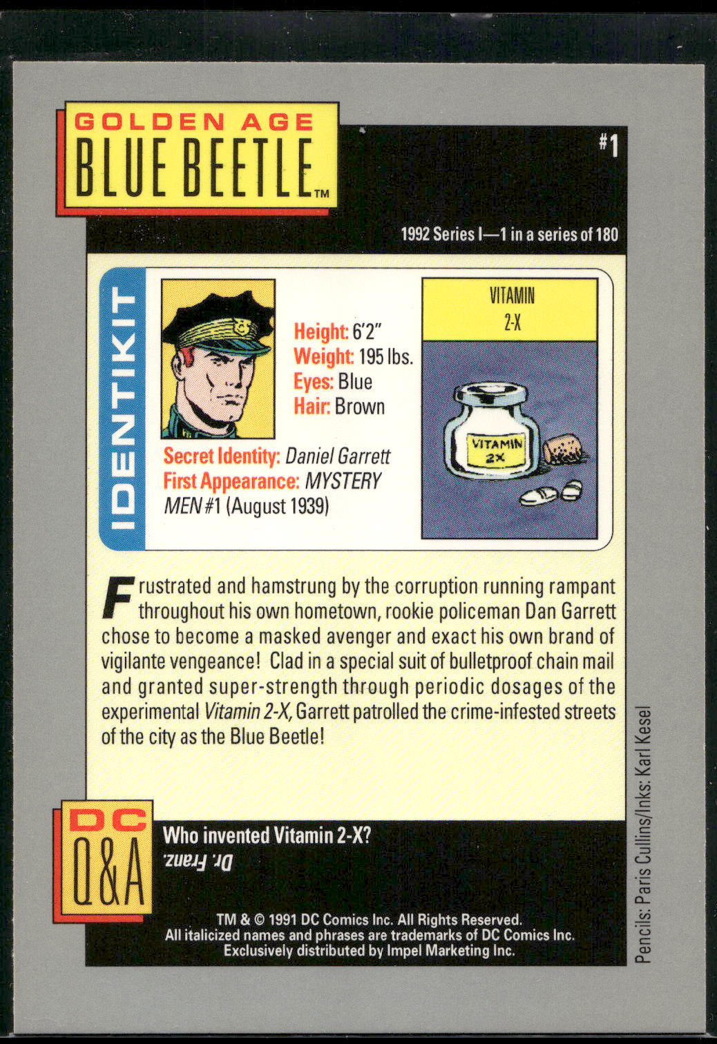 1992 Impel DC Cosmic #1 Blue Beetle