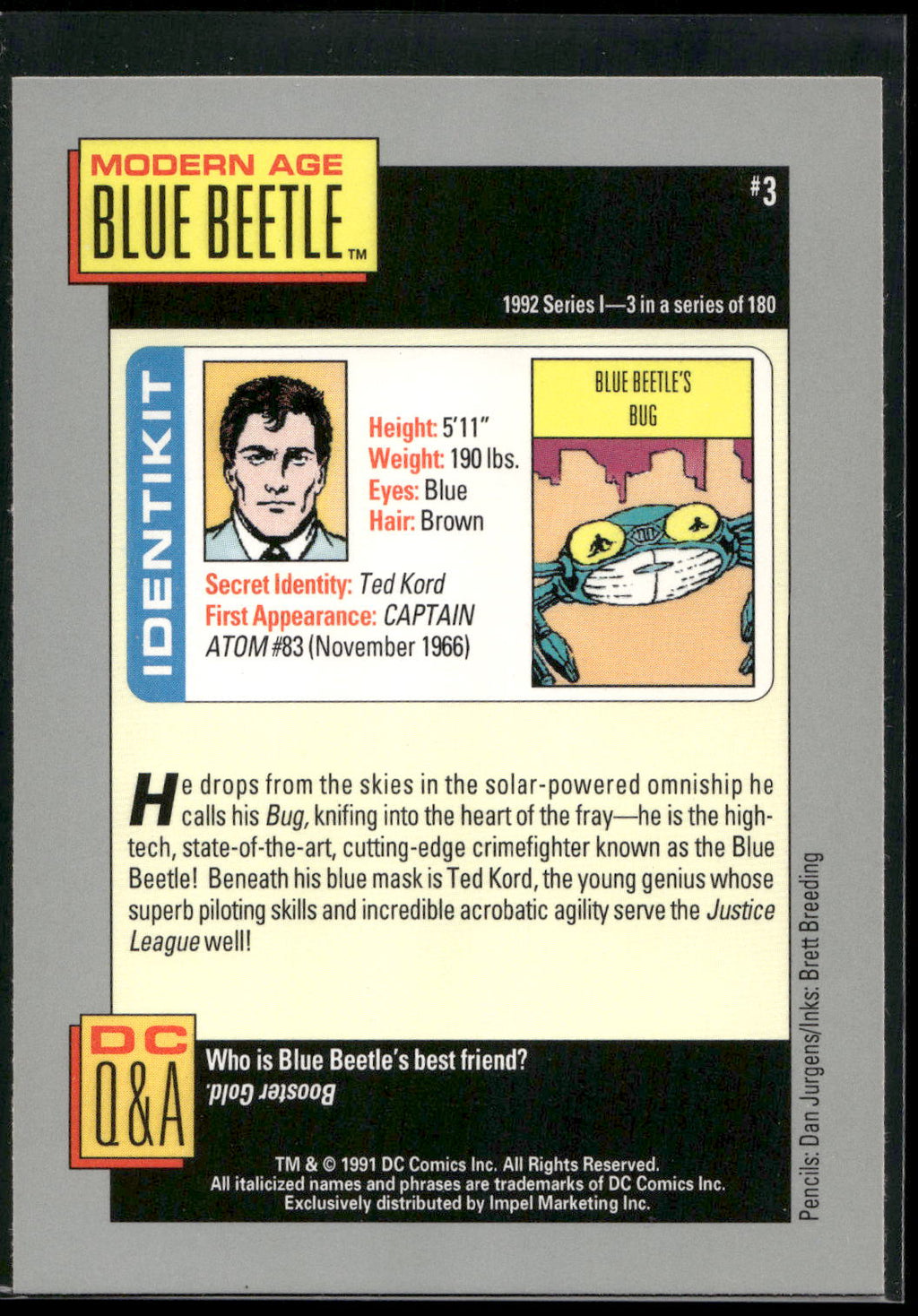 1992 Impel DC Cosmic #3 Blue Beetle