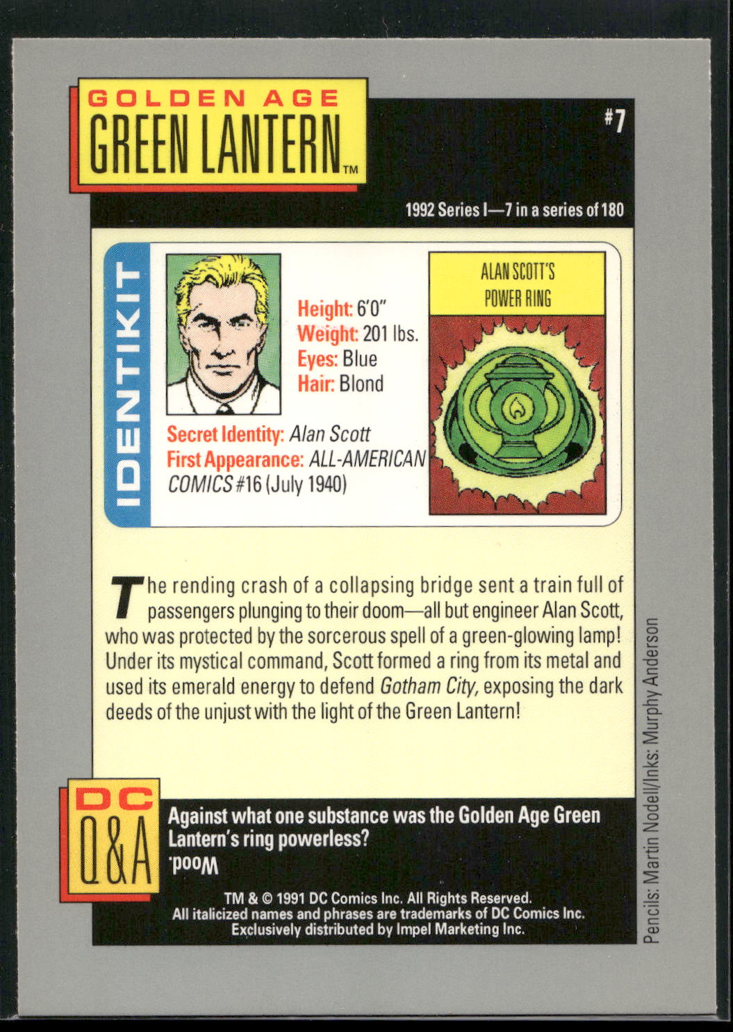 1992 Impel DC Cosmic #7 Green Lantern