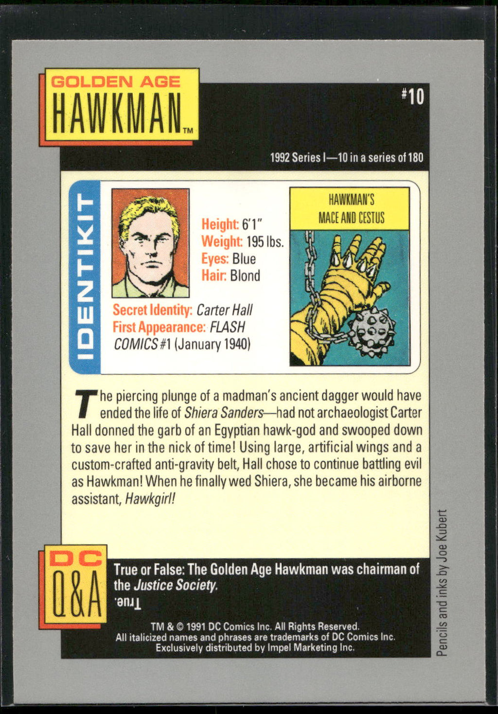 1992 Impel DC Cosmic #10 Hawkman