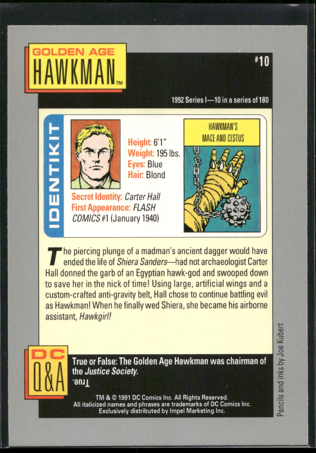 1992 Impel DC Cosmic #10 Hawkman