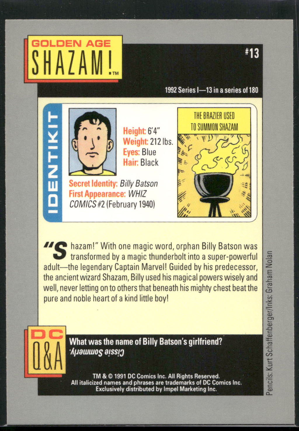 1992 Impel DC Cosmic #13 Shazam!