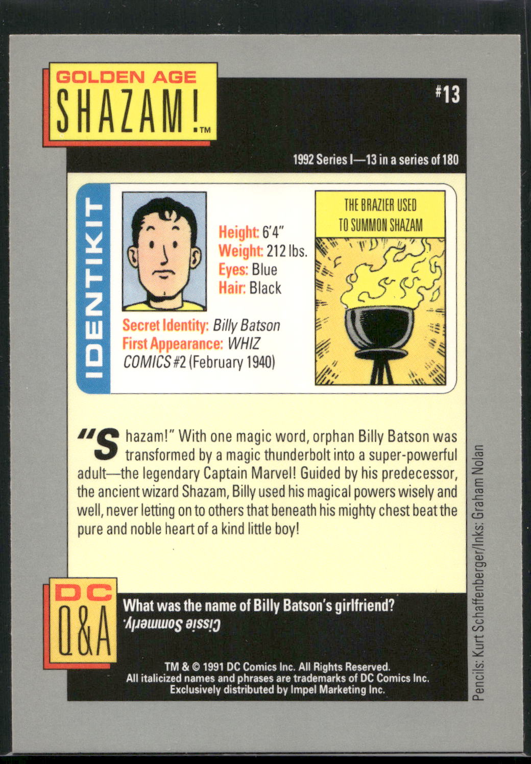 1992 Impel DC Cosmic #13 Shazam!