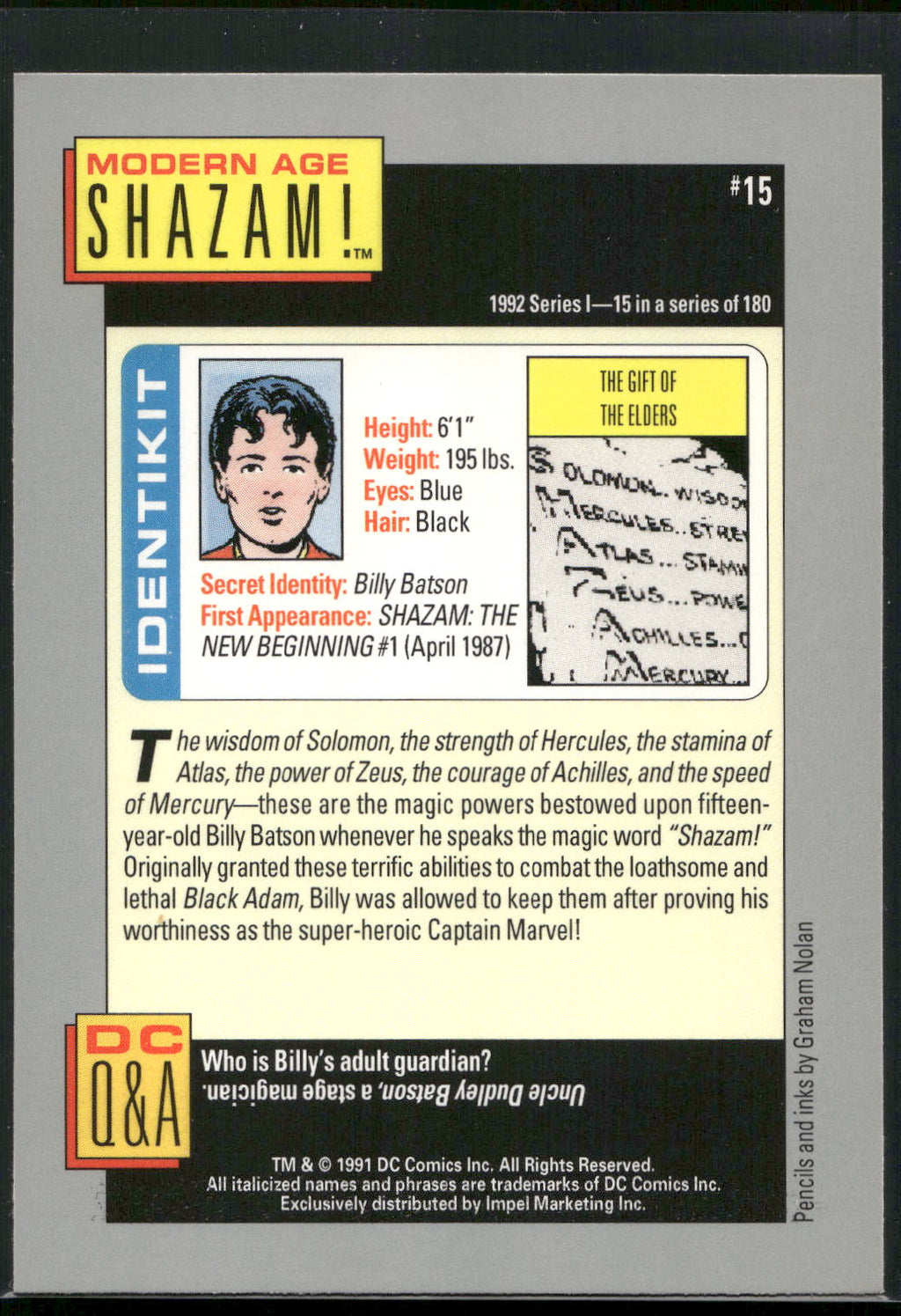 1992 Impel DC Cosmic #15 Shazam!