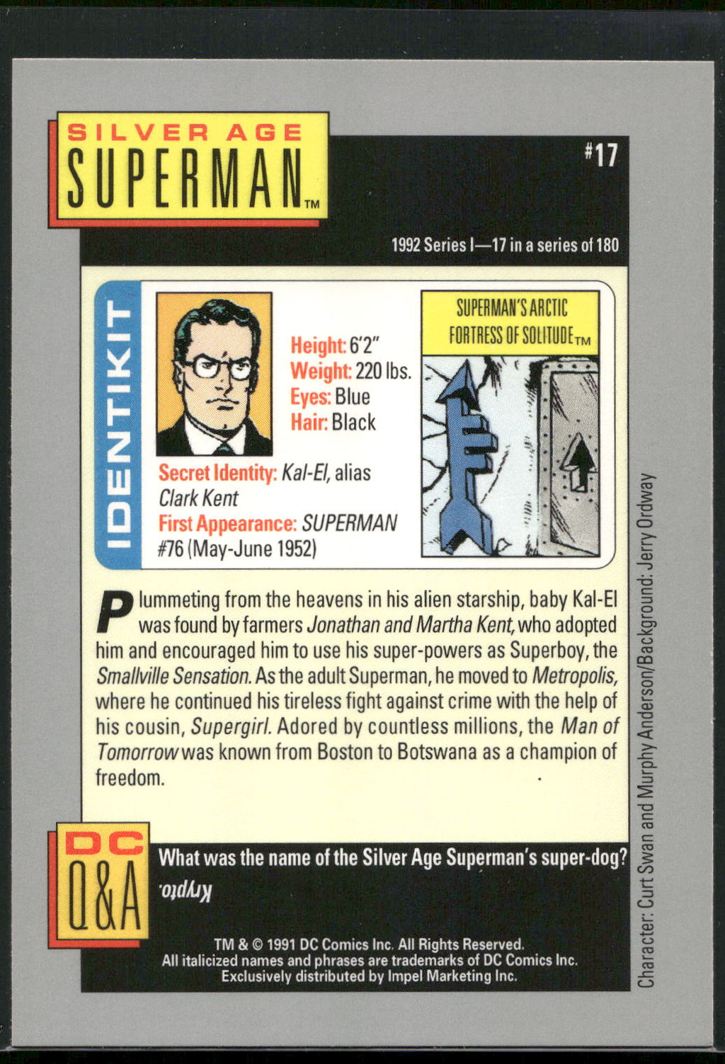 1992 Impel DC Cosmic #17 Superman