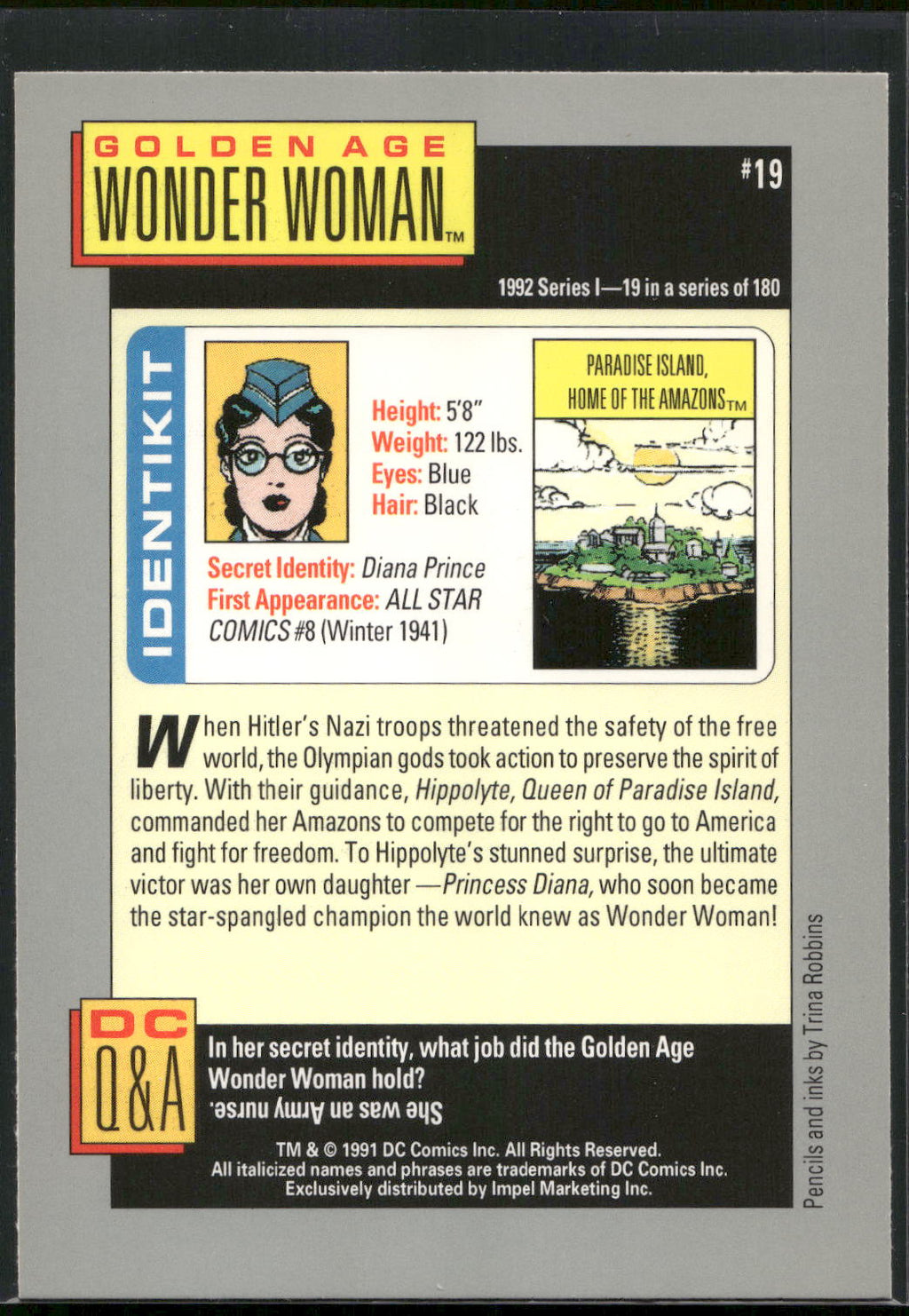 1992 Impel DC Cosmic #19 Wonder Woman