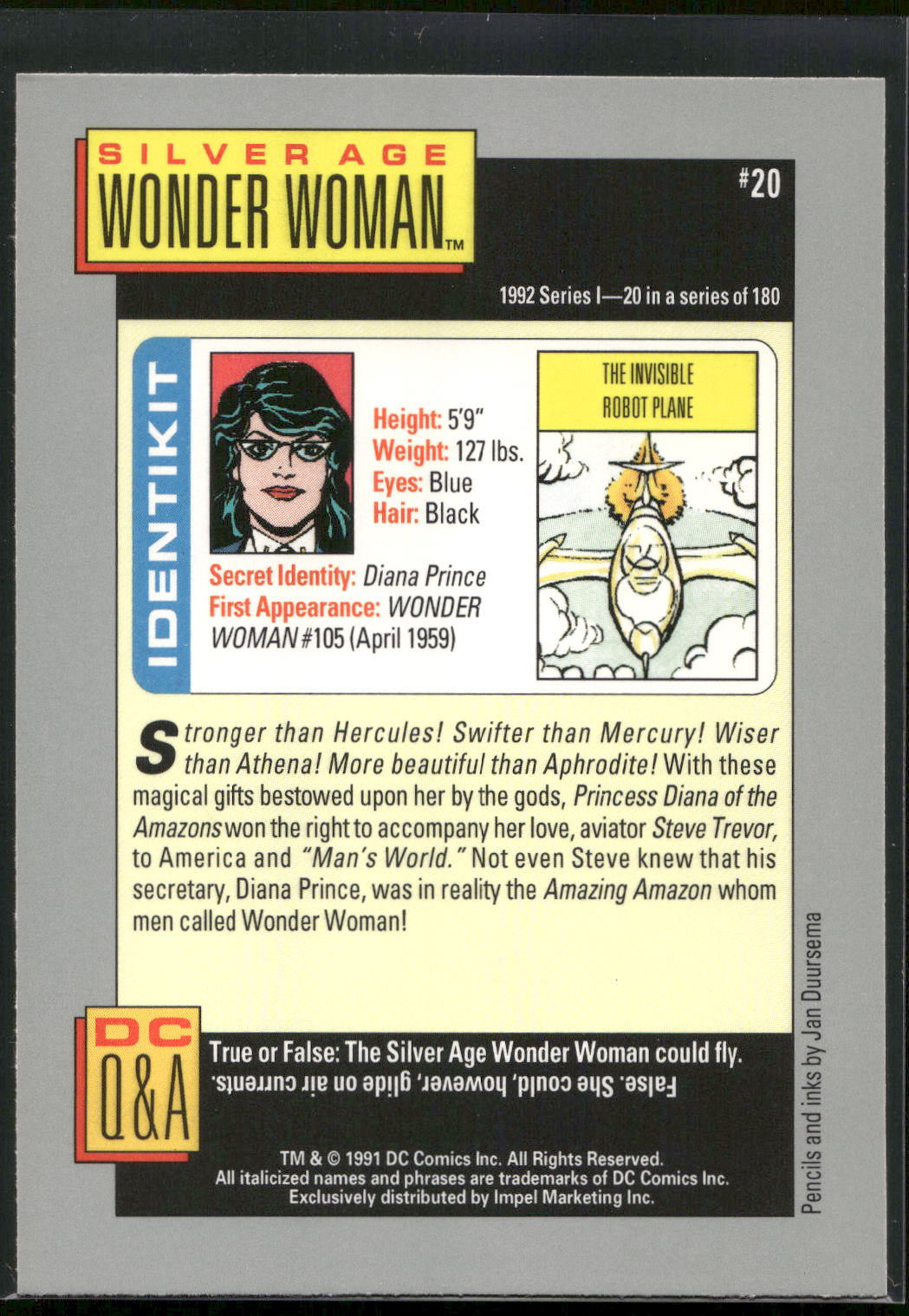 1992 Impel DC Cosmic #20 Wonder Woman