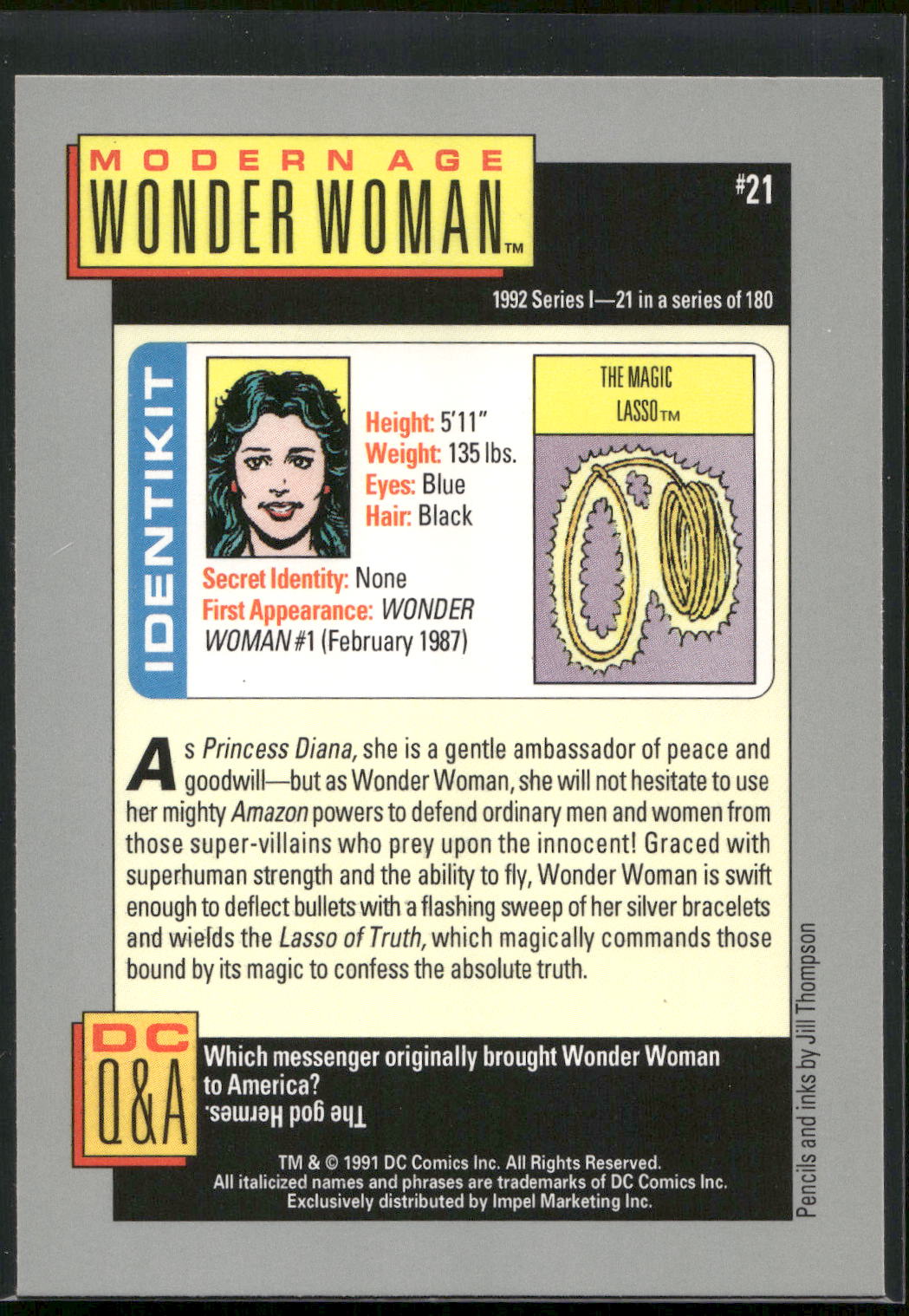 1992 Impel DC Cosmic #21 Wonder Woman