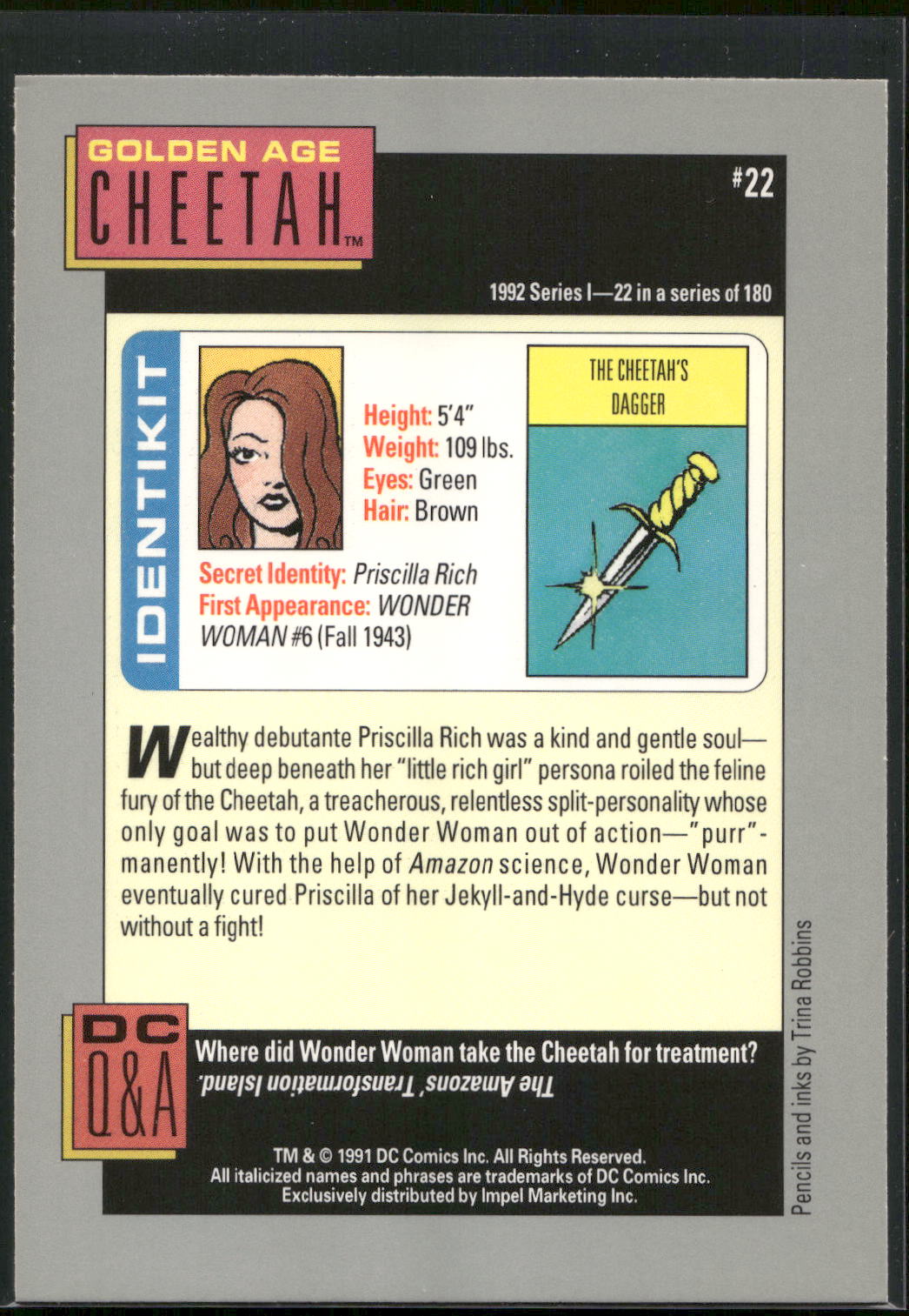 1992 Impel DC Cosmic #22 Cheetah