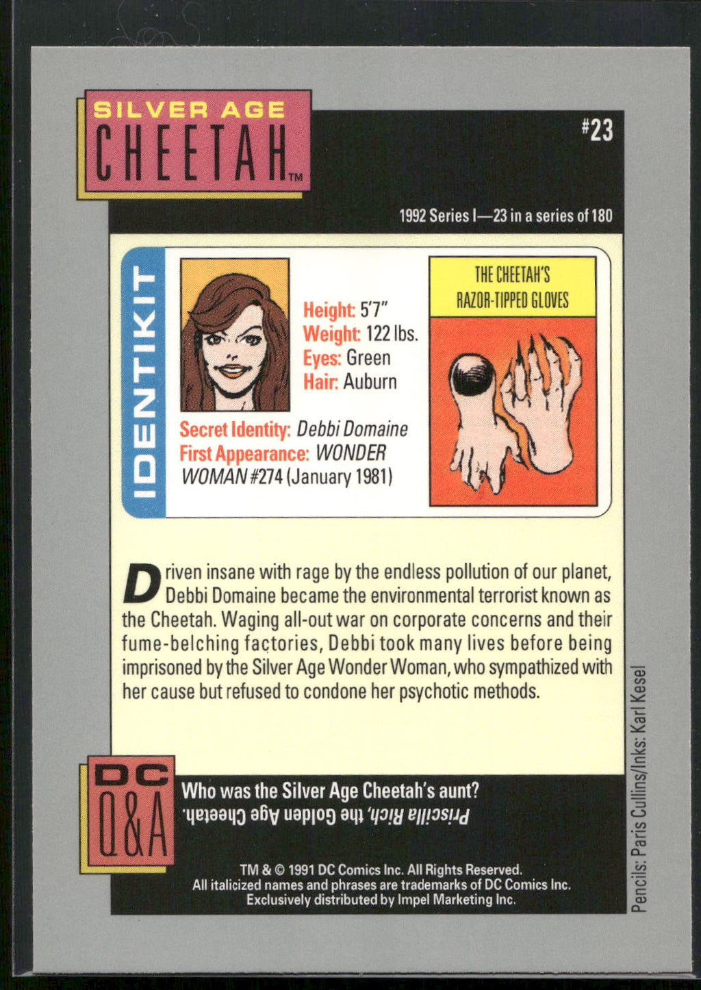 1992 Impel DC Cosmic #23 Cheetah