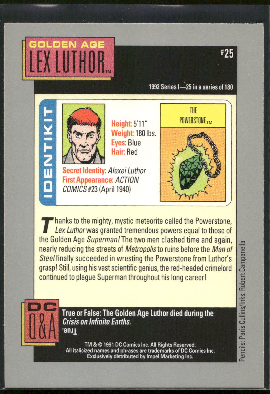 1992 Impel DC Cosmic #25 Lex Luthor