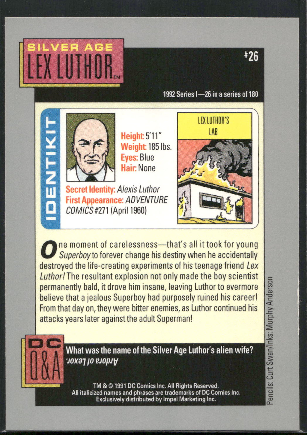 1992 Impel DC Cosmic #26 Lex Luthor