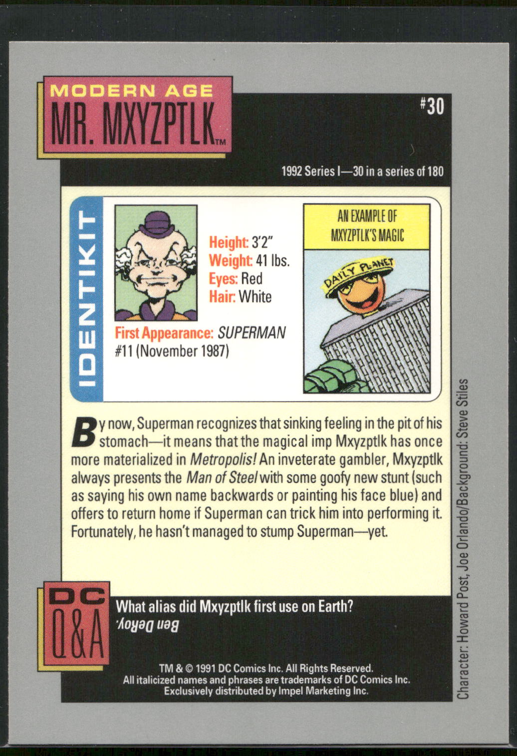 1992 Impel DC Cosmic #30 Mr. Mxyztplk