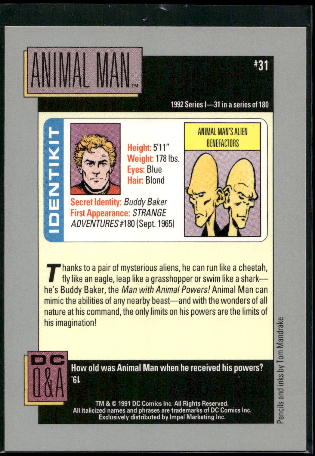 1992 Impel DC Cosmic #31 Animal Man