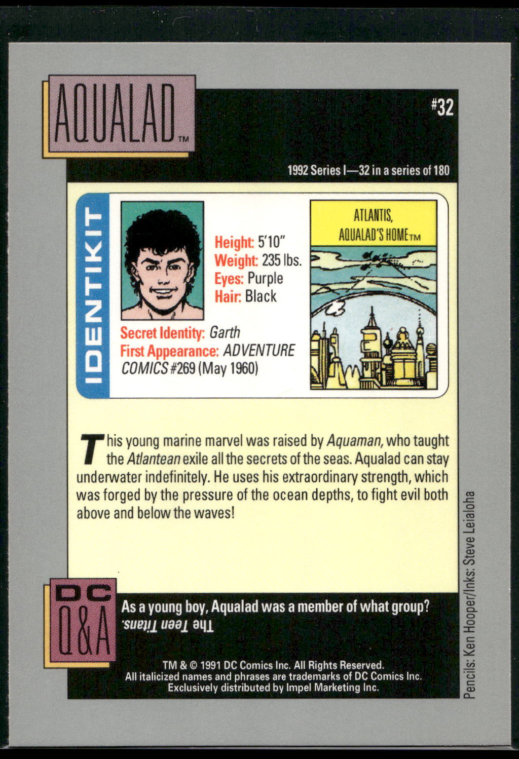 1992 Impel DC Cosmic #32 Aqualad