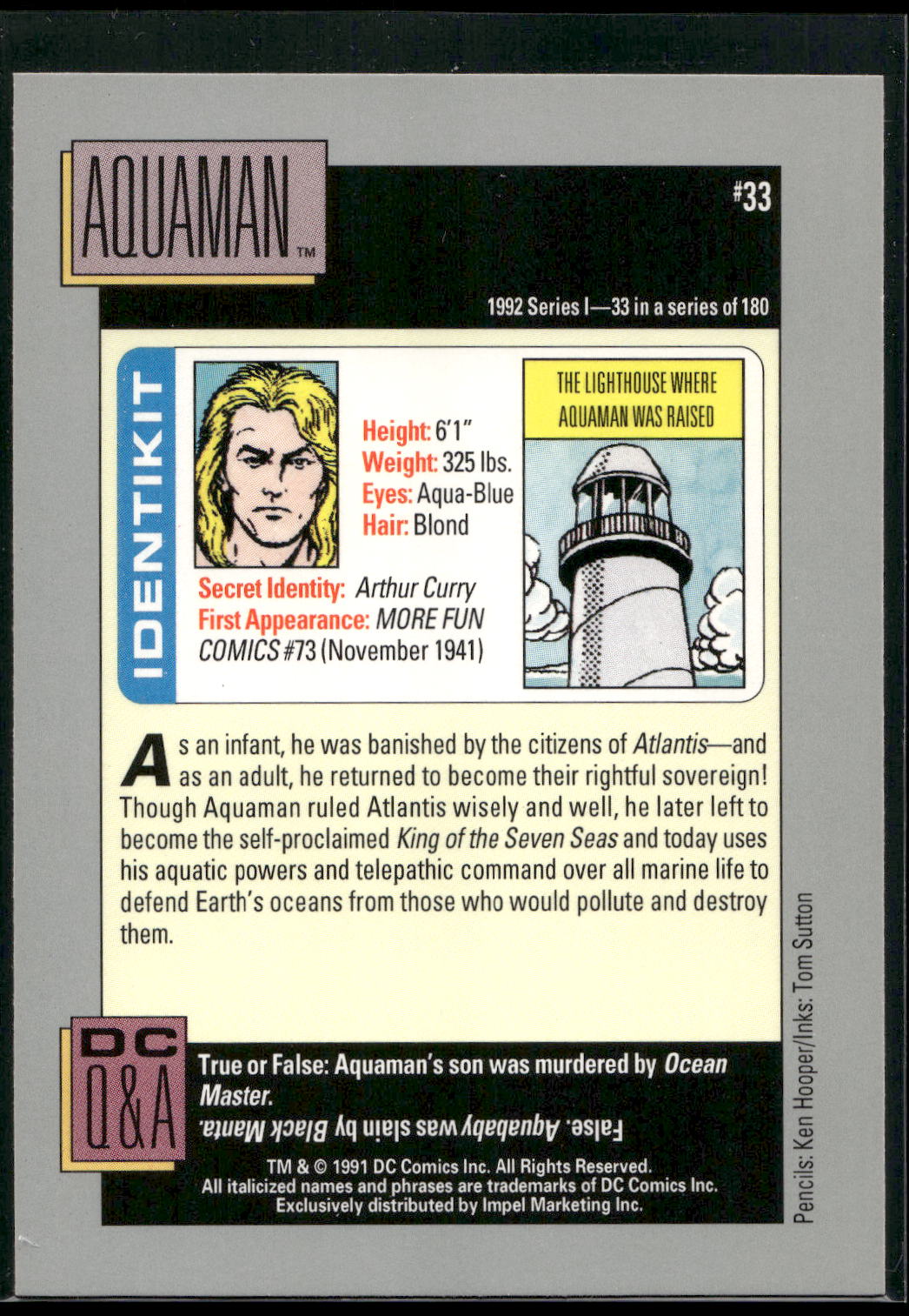 1992 Impel DC Cosmic #33 Aquaman