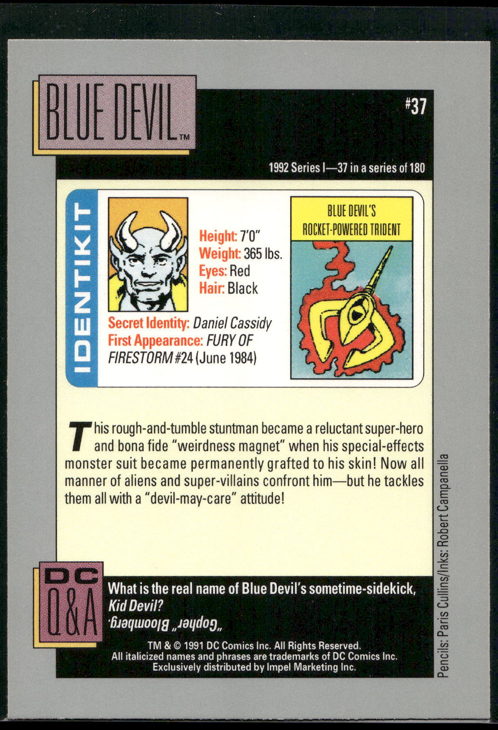 1992 Impel DC Cosmic #37 Blue Devil