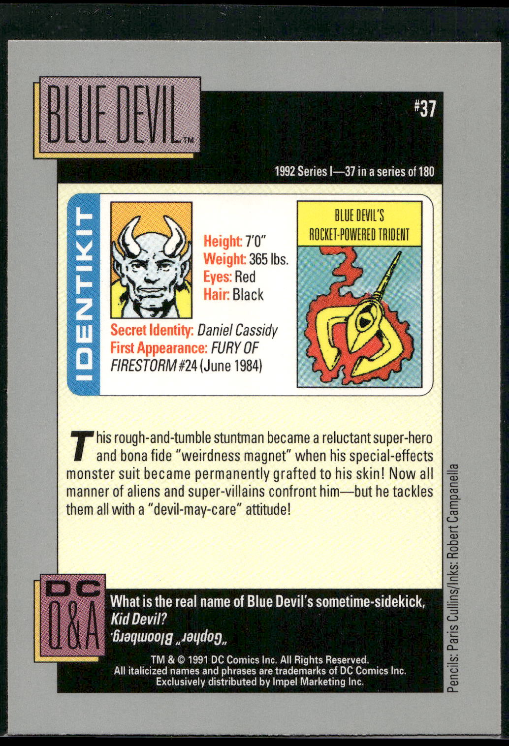 1992 Impel DC Cosmic #37 Blue Devil