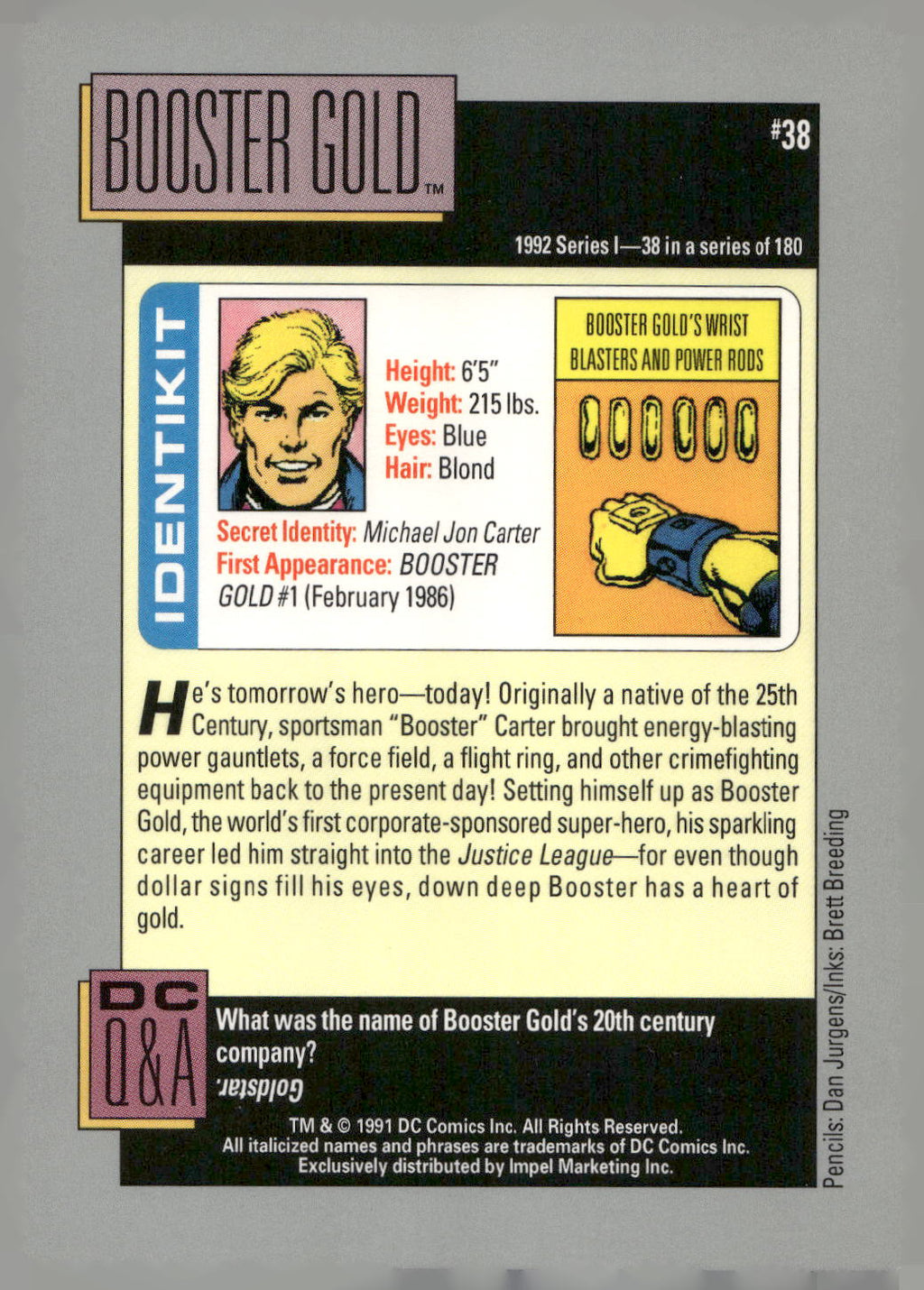 1992 Impel DC Cosmic #38 Booster Gold