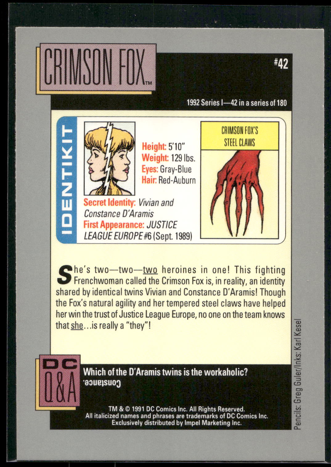 1992 Impel DC Cosmic #42 Crimson Fox
