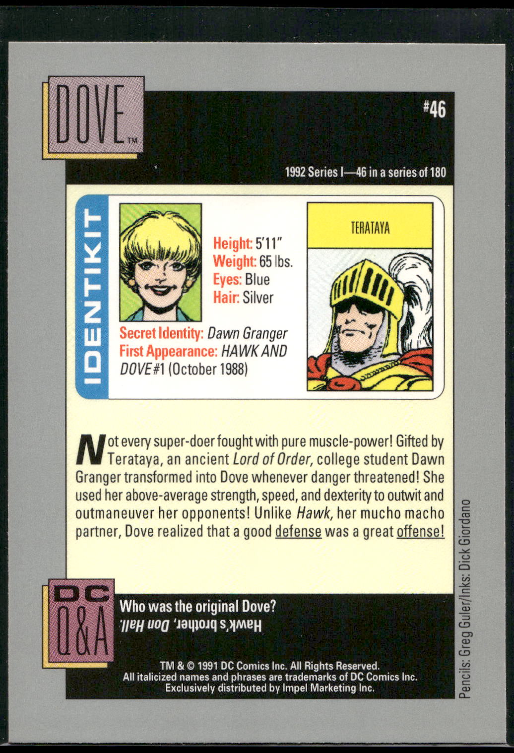1992 Impel DC Cosmic #46 Dove