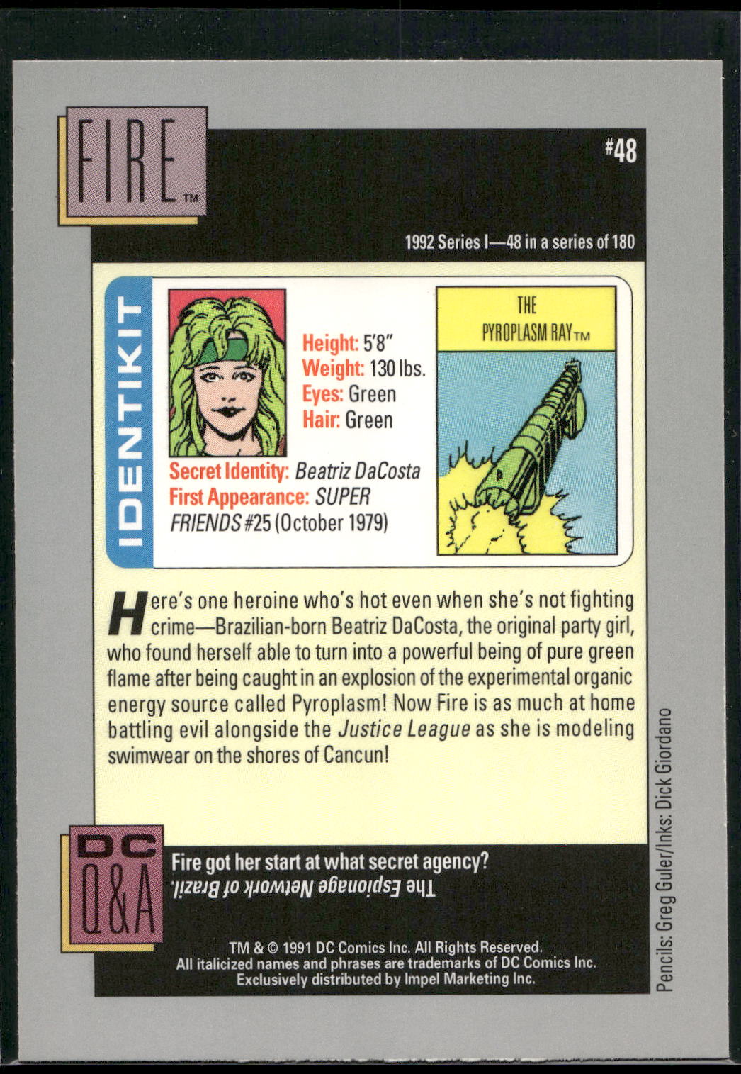 1992 Impel DC Cosmic #48 Fire