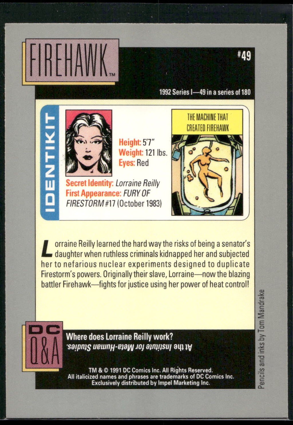 1992 Impel DC Cosmic #49 Firehawk