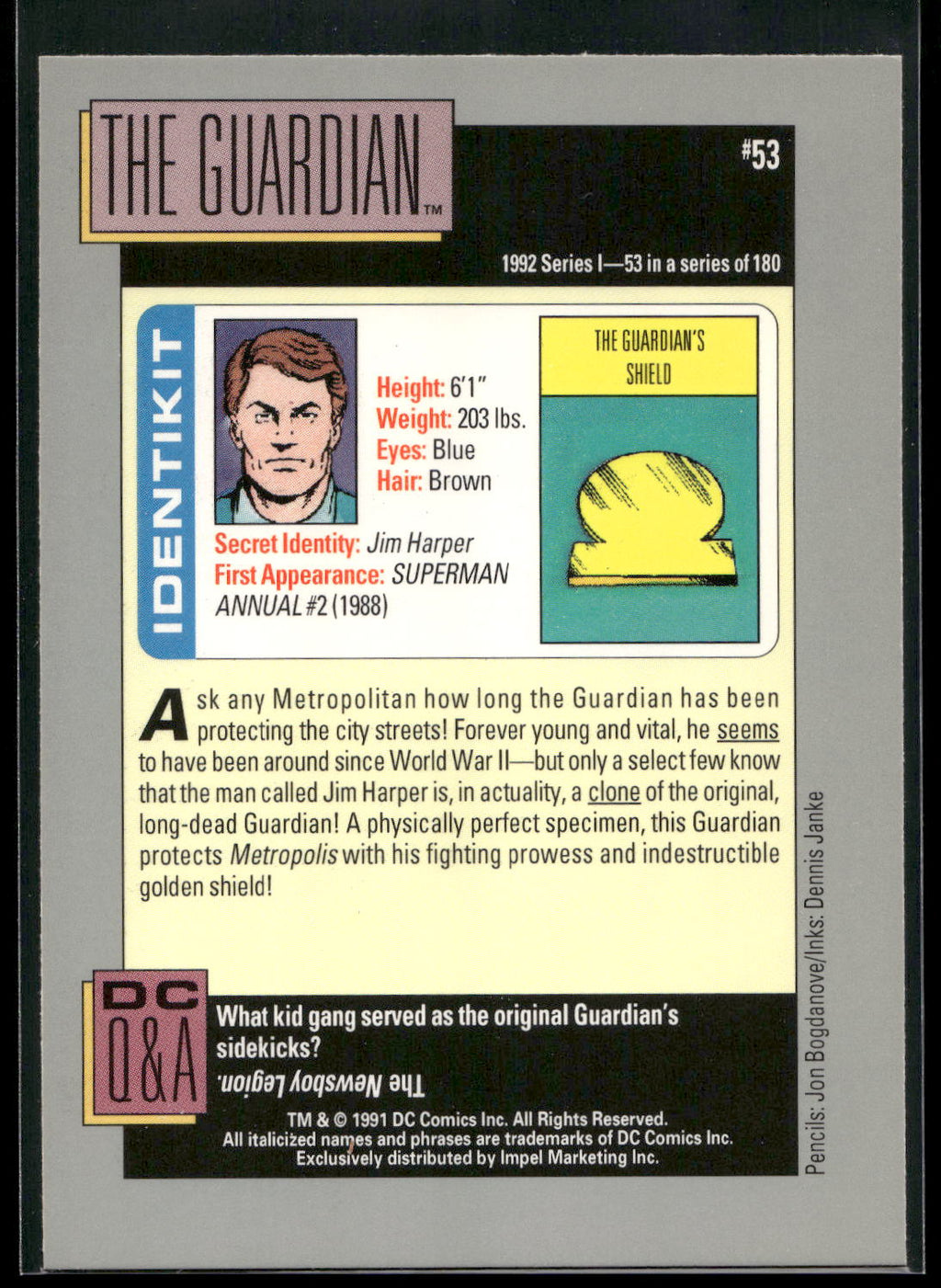 1992 Impel DC Cosmic #53 The Guardian