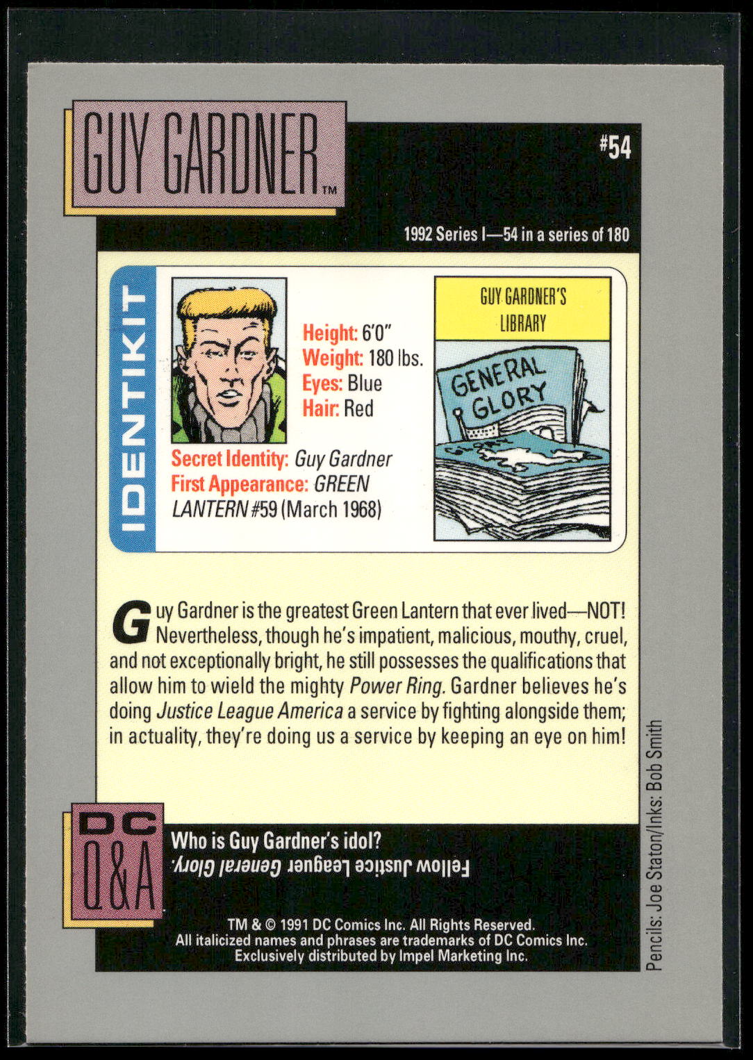 1992 Impel DC Cosmic #54 Guy Gardner