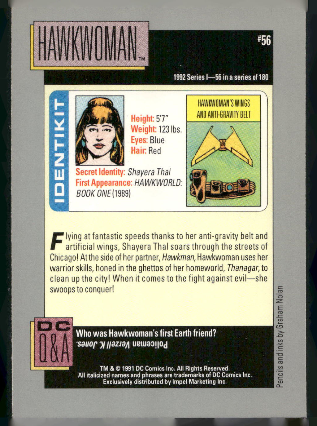 1992 Impel DC Cosmic #56 Hawkwoman
