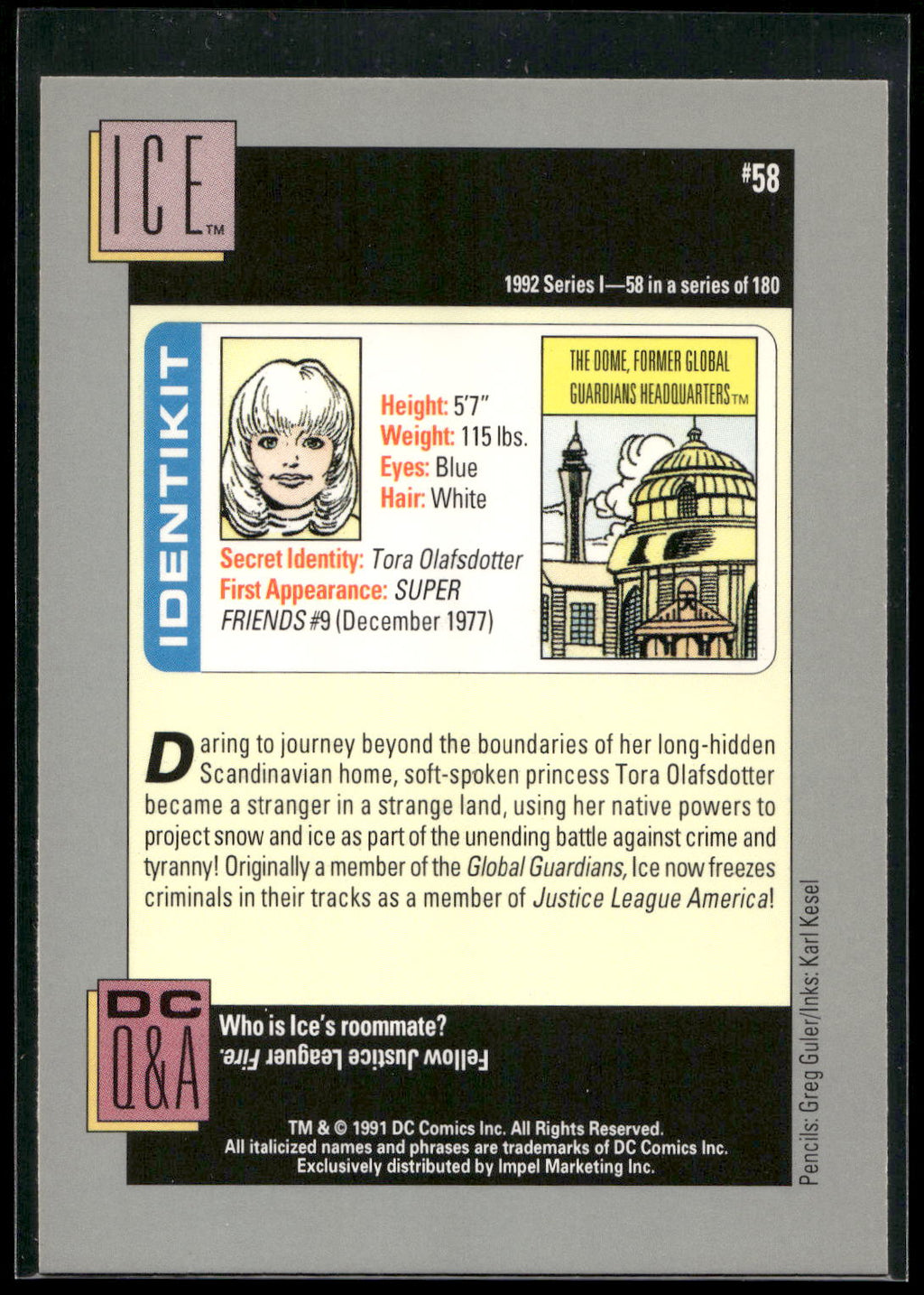 1992 Impel DC Cosmic #58 Ice