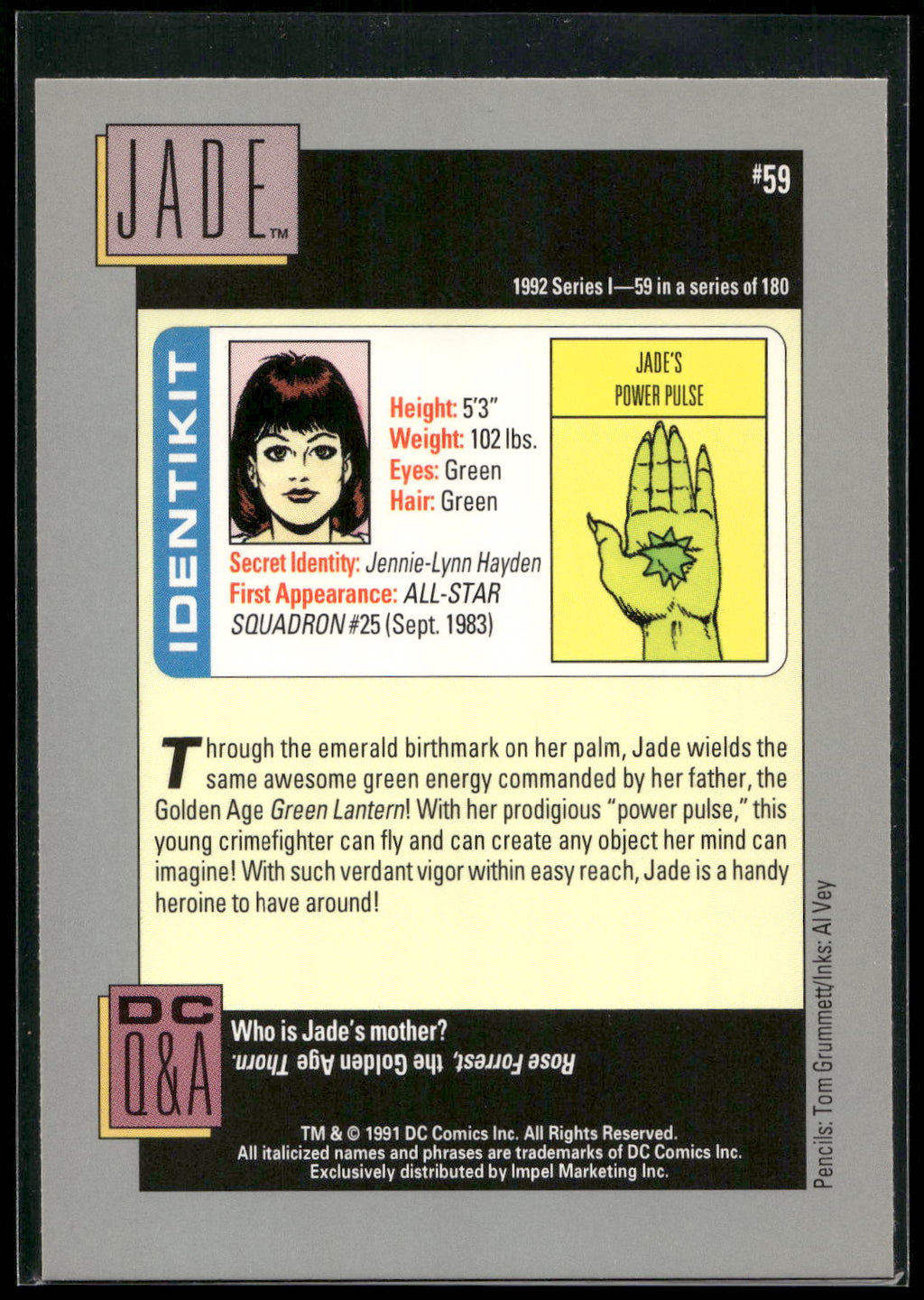 1992 Impel DC Cosmic #59 Jade