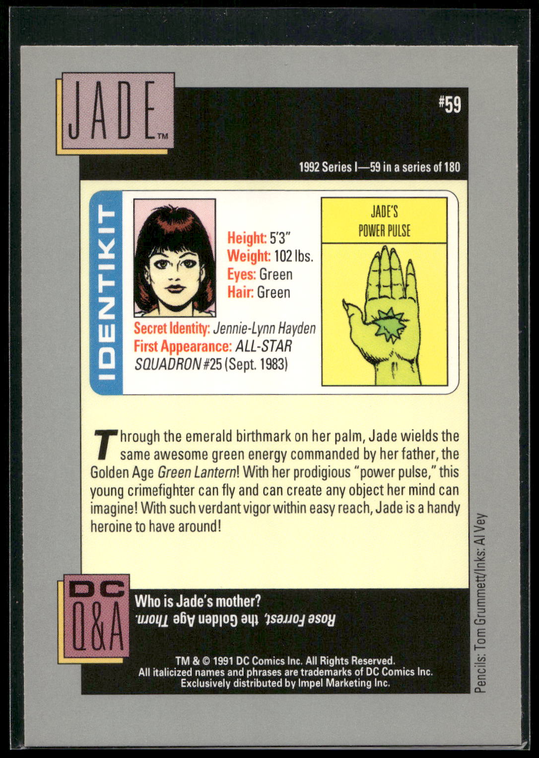1992 Impel DC Cosmic #59 Jade