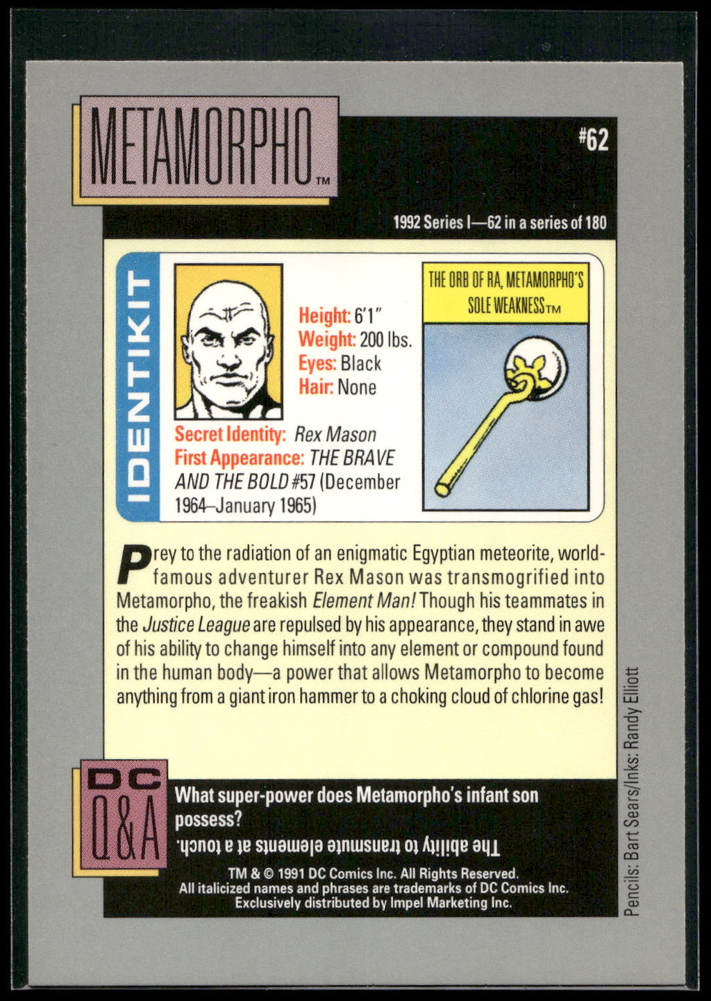 1992 Impel DC Cosmic #62 Metamorpho