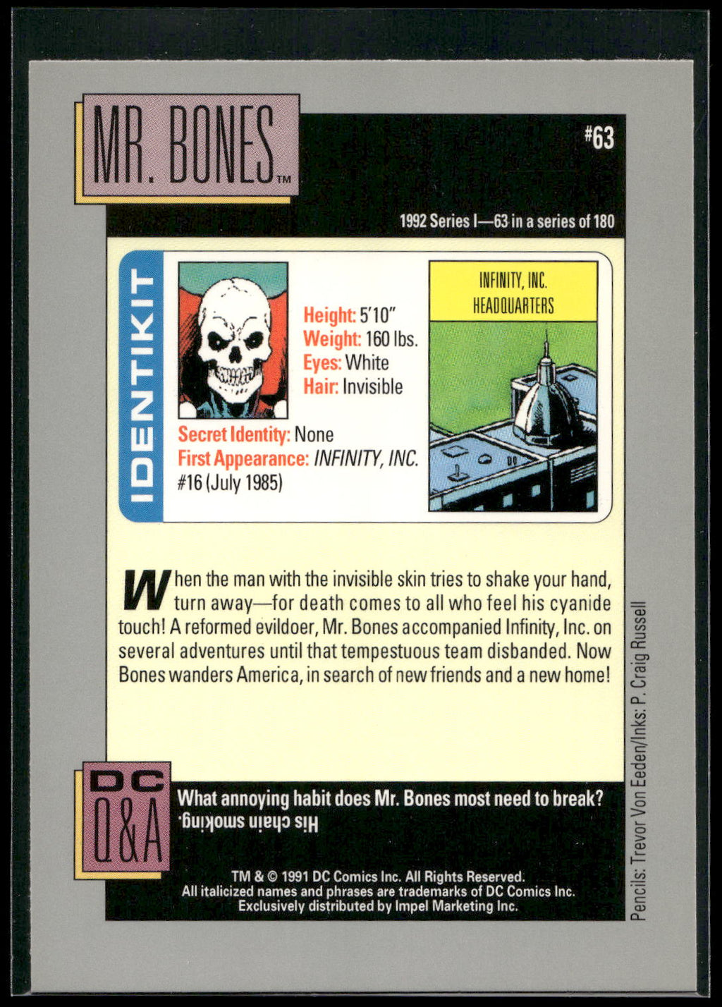 1992 Impel DC Cosmic #63 Mr. Bones