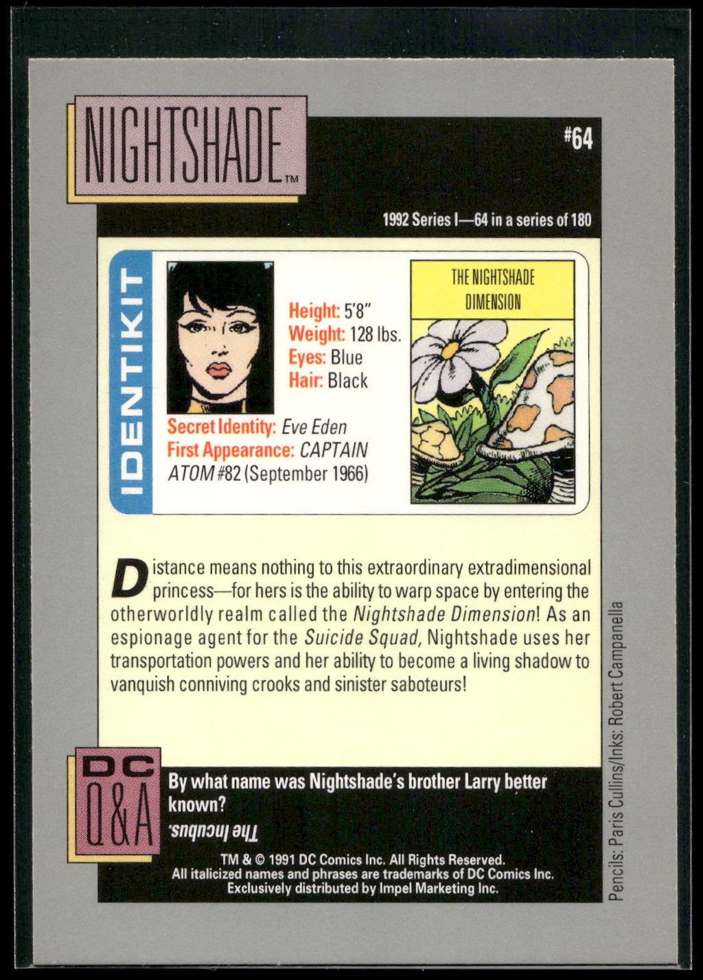 1992 Impel DC Cosmic #64 Nightshade