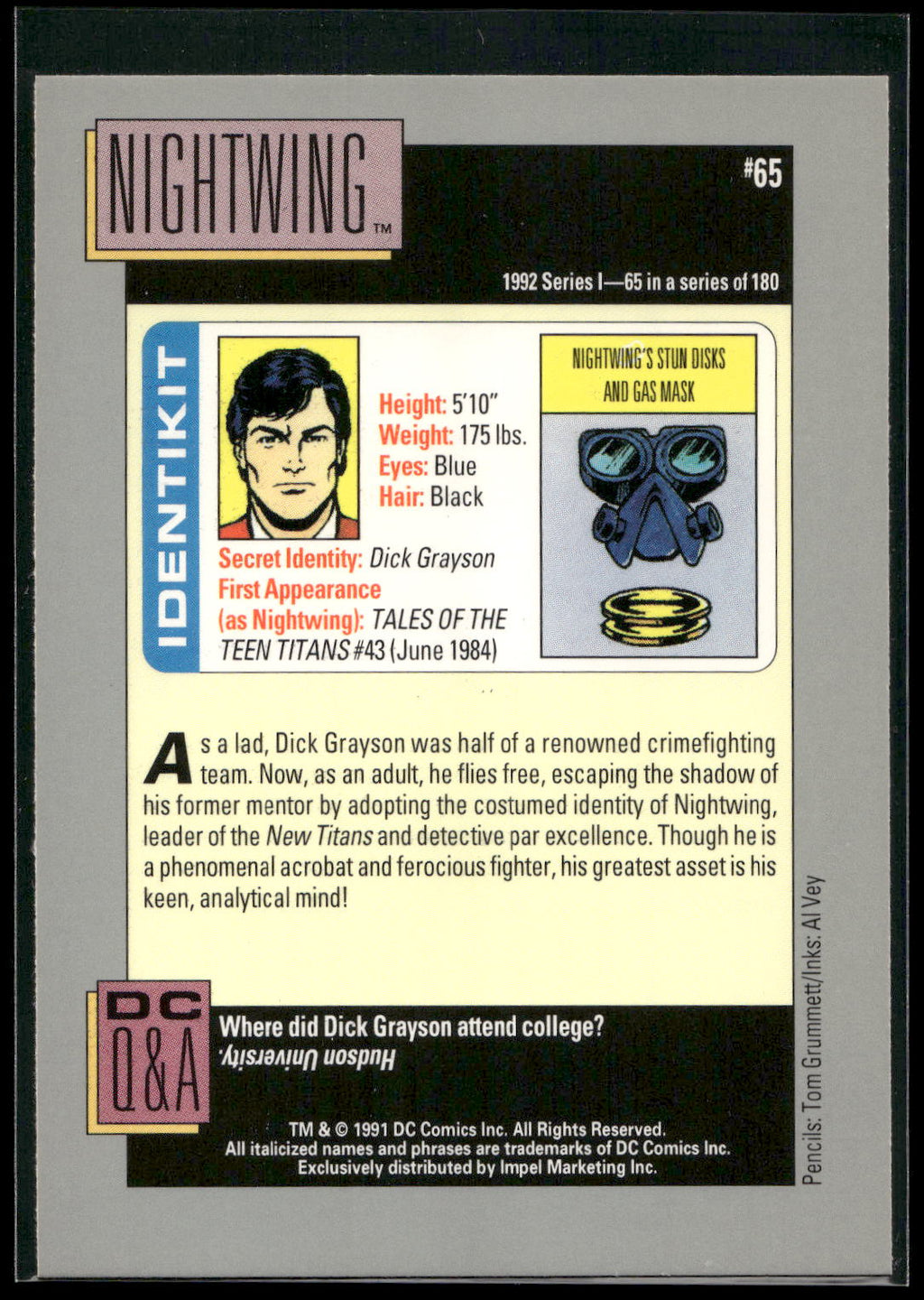 1992 Impel DC Cosmic #65 Nightwing