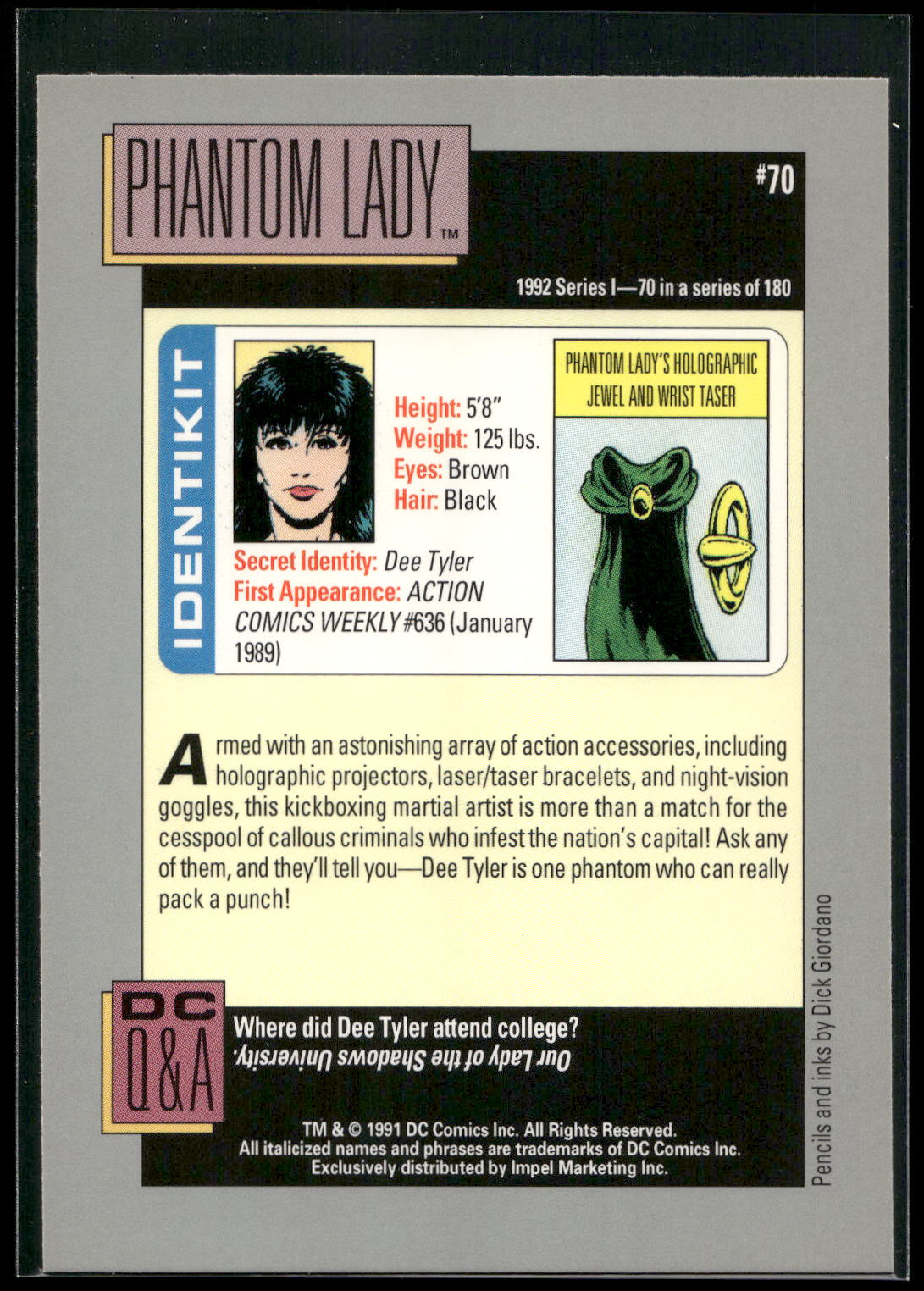 1992 Impel DC Cosmic #70 Phantom Lady
