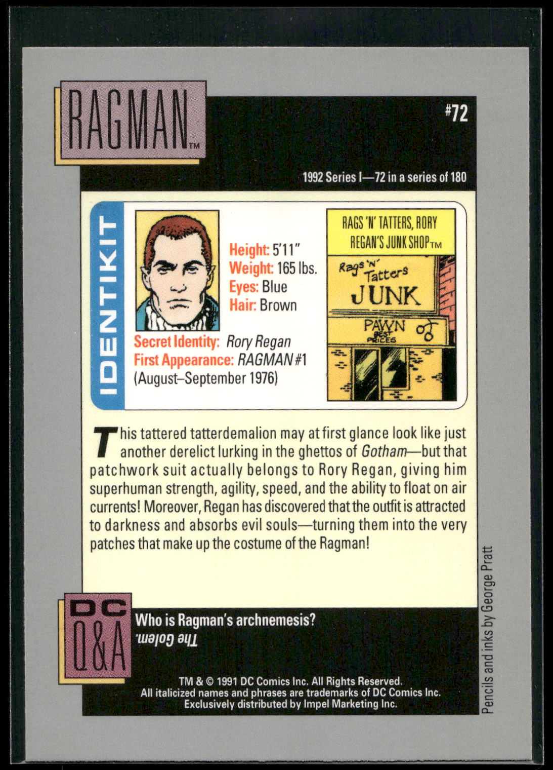 1992 Impel DC Cosmic #72 Ragman
