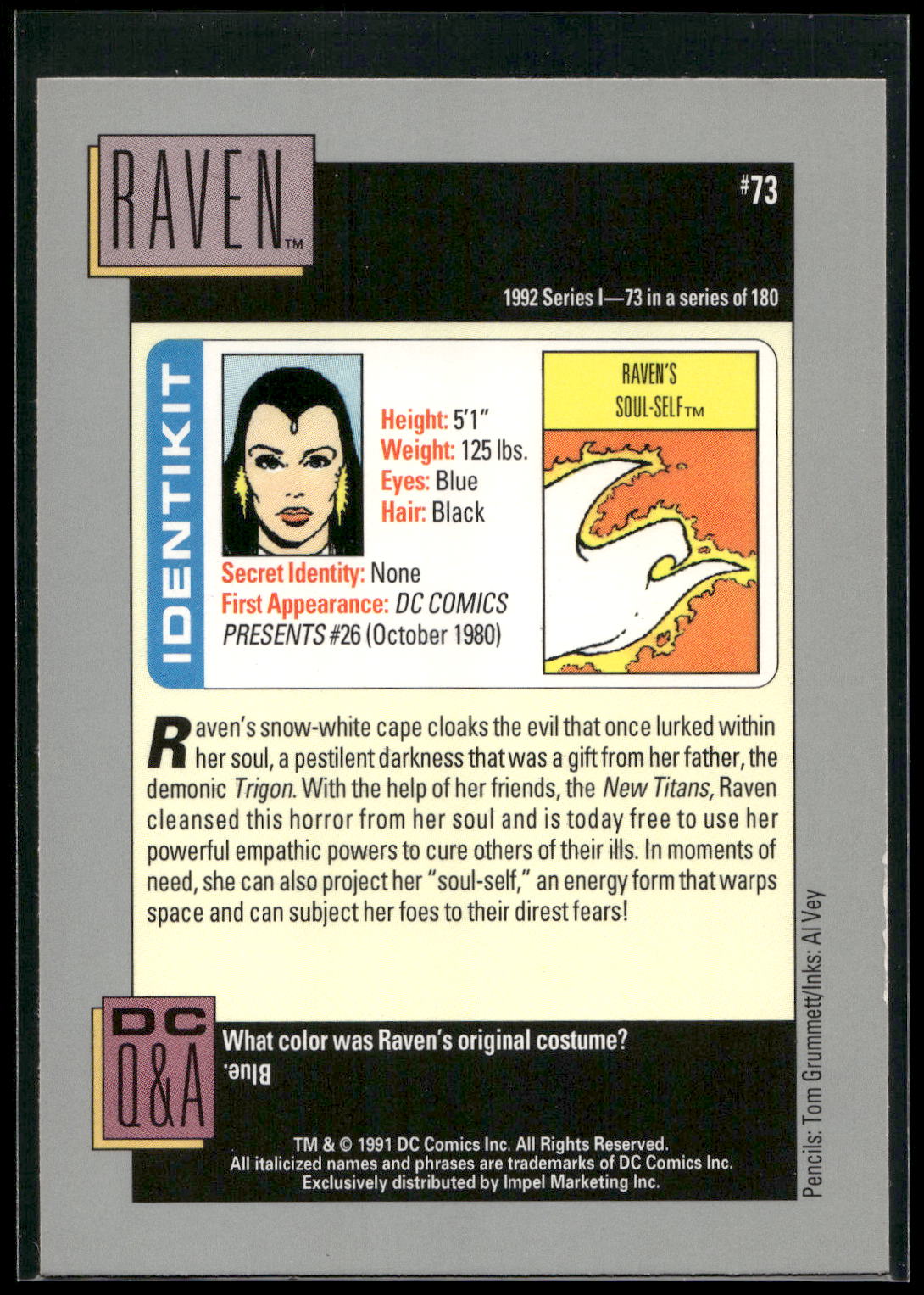 1992 Impel DC Cosmic #73 Raven