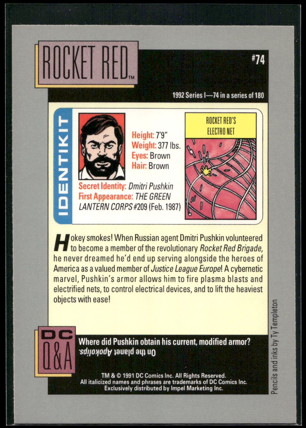 1992 Impel DC Cosmic #74 Rocket Red