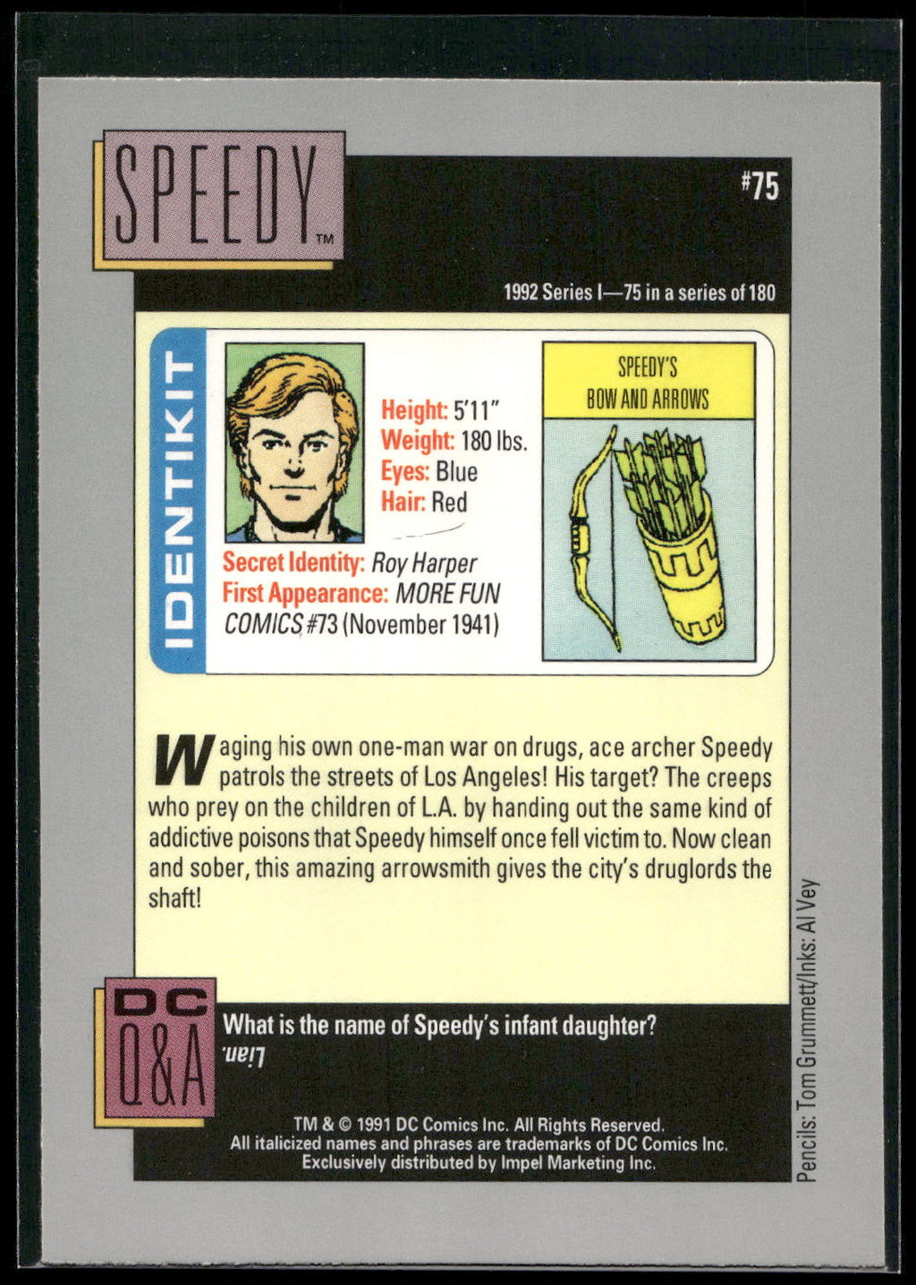 1992 Impel DC Cosmic #75 Speedy