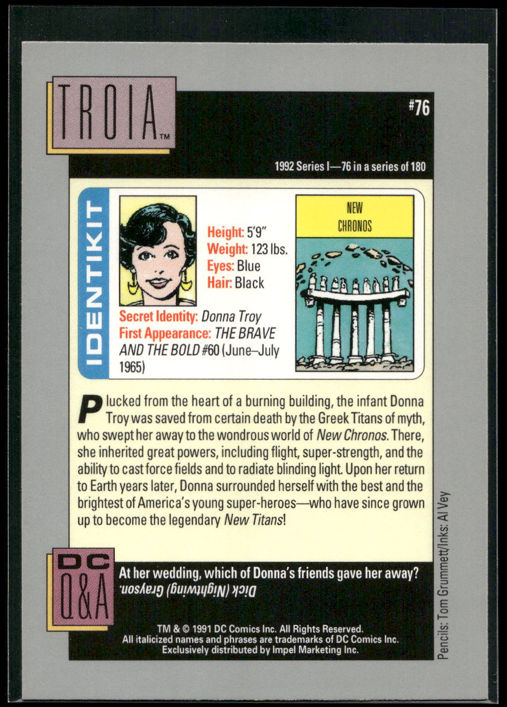 1992 Impel DC Cosmic #76 Troia