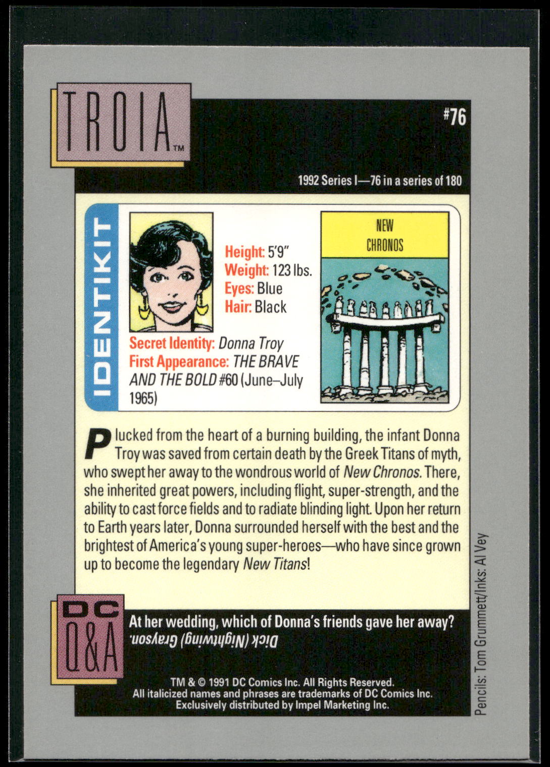 1992 Impel DC Cosmic #76 Troia
