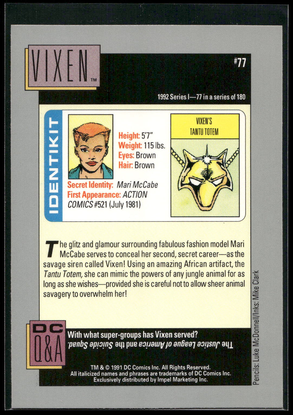 1992 Impel DC Cosmic #77 Vixen